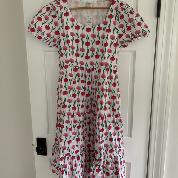NWT J.Crew Factory Cotton Poplin Tiered Midi Dress 10 - Picture 2 of 4